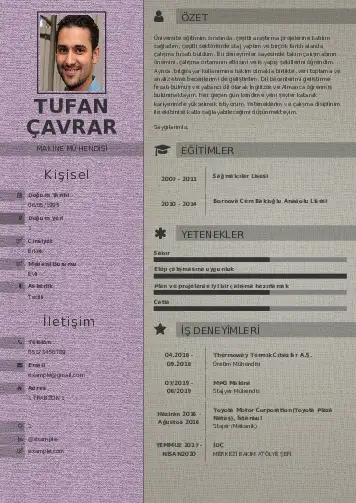 Makine Mühendisi Cv Örnekleri cv indir